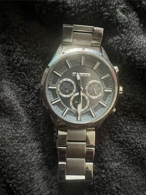 Police Men's Silver Stainless Steel Chronograph Watch with Gray Dial